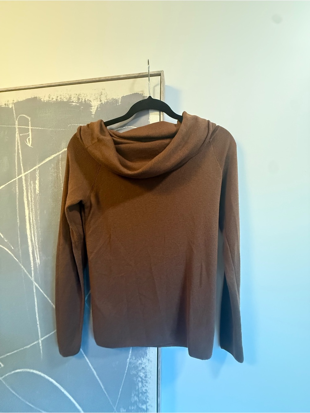 H&M Brown Off-the-Shoulder Cowl Neck Sweater